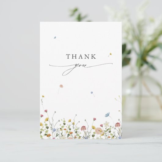 Spring Wildflower Garden Floral Minimalistische br Bedankkaart (Staand voorkant)