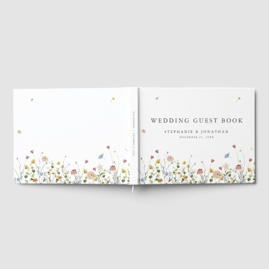 Spring Wildflower Garden Floral Minimalistische br Gastenboek (Volledig)