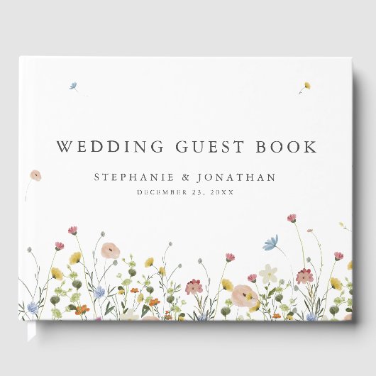 Spring Wildflower Garden Floral Minimalistische br Gastenboek (Voorkant)