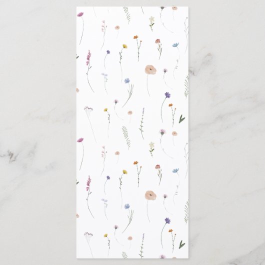 Spring Wildflower Garden Floral Minimalistische br Menu (Achterkant)