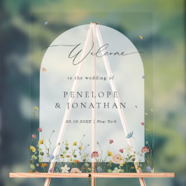 Spring Wildflower Garden Floral Wedding Welkom Acryl Bord