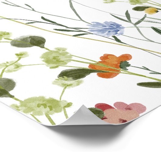 Spring Wildflower Garden Floral Wedding Welkom Poster (Hoek)