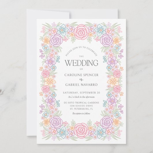 Spring Wildflower Garden Kleurrijke bruiloft Kaart (Voorkant)