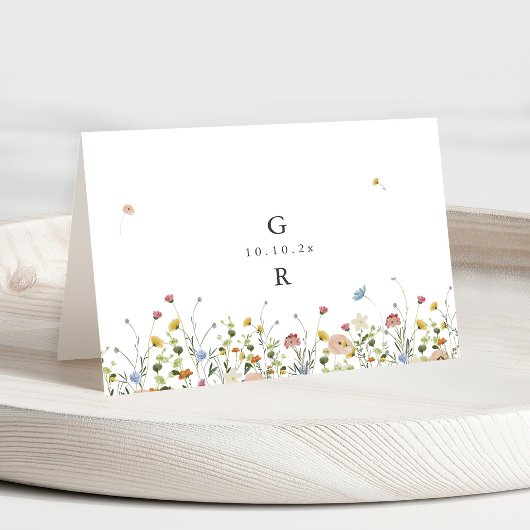 Spring Wildflower Garden Minimalist Place Card Kaart