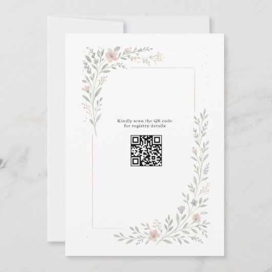 Spring Wildflower Garden QR Code Bridal Shower Kaart (Achterkant)
