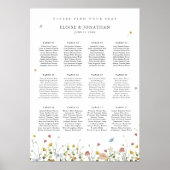 Spring Wildflower Garden Wedding Zitplaatskaart Poster (Voorkant)