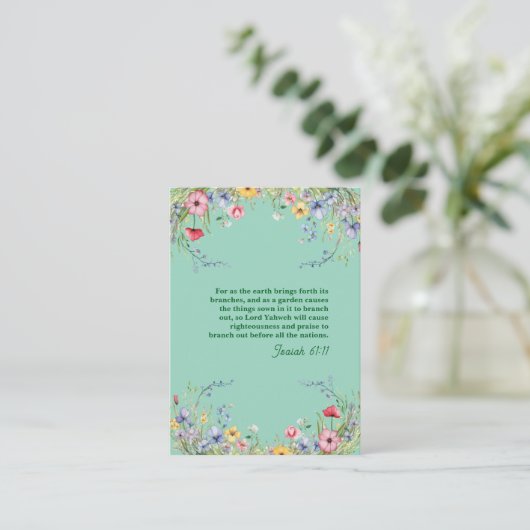 Spring Wildflower Garland Bible Scripture Bladwijz Advieskaart (Staand voorkant)
