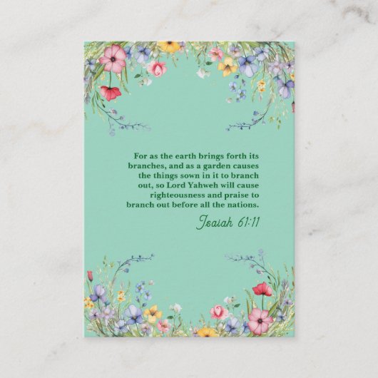 Spring Wildflower Garland Bible Scripture Bladwijz Advieskaart (Voorkant)