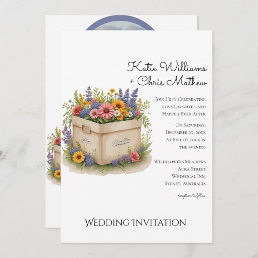 Spring Wildflower geschenkdoos QR Code Foto Bruilo Kaart (Voorkant / Achterkant)