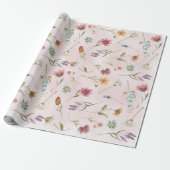 Spring Wildflower Gift Wrap Verpakking Papier (Uitgerold)
