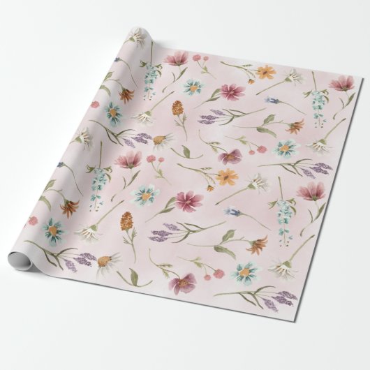 Spring Wildflower Gift Wrap Verpakking Papier (Uitgerold)