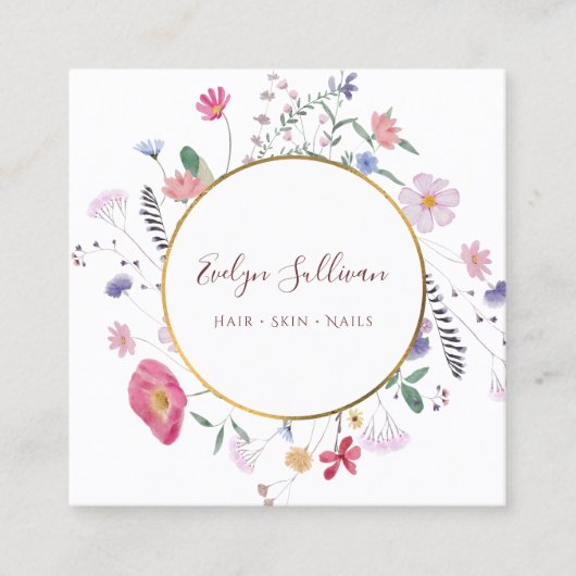 Spring wildflower gouden cirkel visitekaartje (Voorkant)