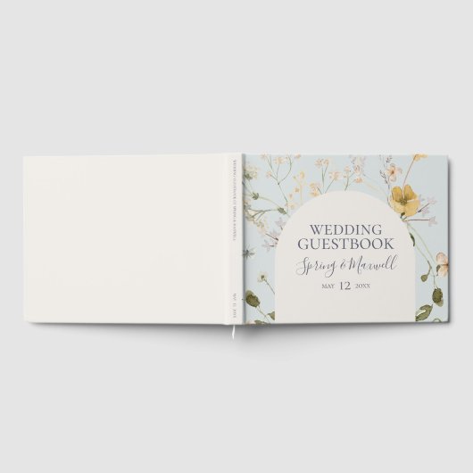 Spring Wildflower | Licht blauw-bruiloft gastboek Gastenboek (Volledig)