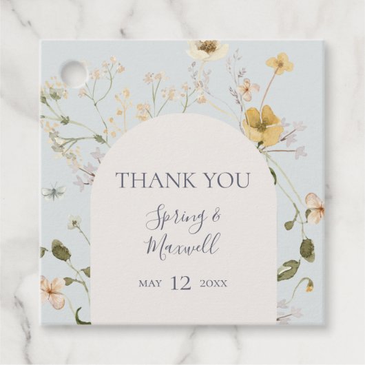 Spring Wildflower | Licht blauw Dank u Bedankjes Labels (Voorkant)