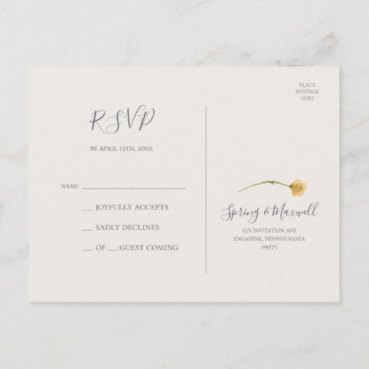 Spring Wildflower | Licht blauw RSVP-Briefkaart Briefkaart (Achterkant)