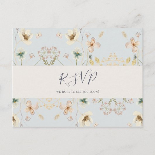 Spring Wildflower | Licht blauw RSVP-Briefkaart Briefkaart (Voorkant)