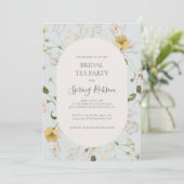Spring Wildflower | Licht Blauwe Bridal Tea Party Kaart (Staand voorkant)