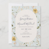 Spring Wildflower | Lichtblauw Alles in één bruilo Kaart (Voorkant)