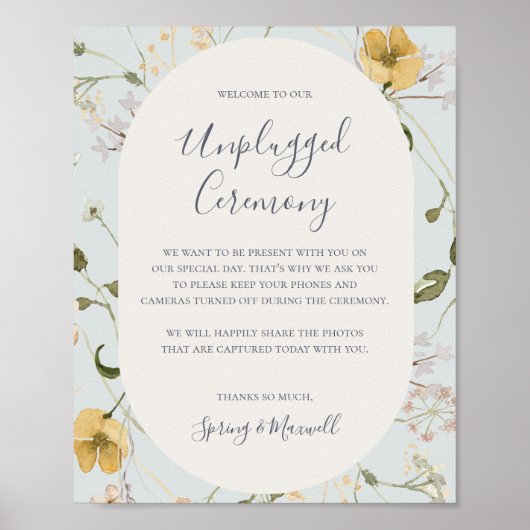 Spring Wildflower | Lichtblauw Unplugged Ceremony Poster (Voorkant)