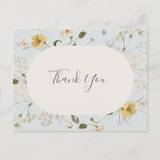 Spring Wildflower | Lichte blauwe bruiloft Harteli Briefkaart (Voorkant)