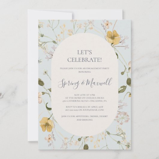 Spring Wildflower | Light Blue Let's Celebrate Inv Kaart (Voorkant)