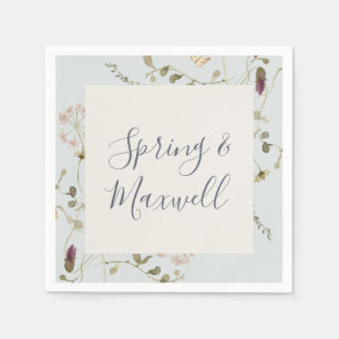 Spring Wildflower   Light Blue Wedding Napkins Servet
