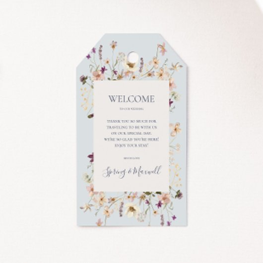 Spring Wildflower | Light Blue Wedding Welcome Cadeaulabel