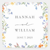 Spring Wildflower Lijst Garden Wedding Vierkante Sticker (Voorkant)