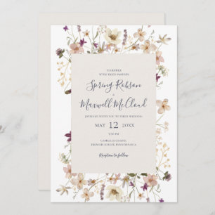 Spring Wildflower Lijst White Casual Wedding Kaart