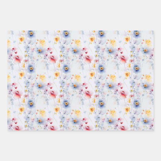 Spring Wildflower Meadow Bloemtuin Modern Inpakpapier Vel (Voorkant 2)