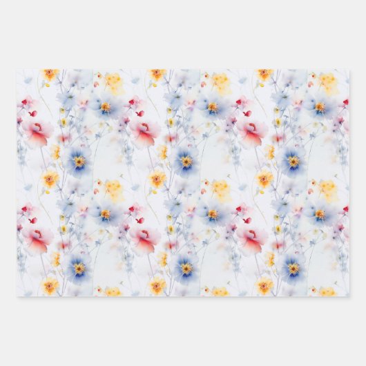 Spring Wildflower Meadow Bloemtuin Modern Inpakpapier Vel (Voorkant)