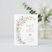 Spring Wildflower Meadow Bruiloft Save the Date Aankondigingskaart (Staand voorkant)