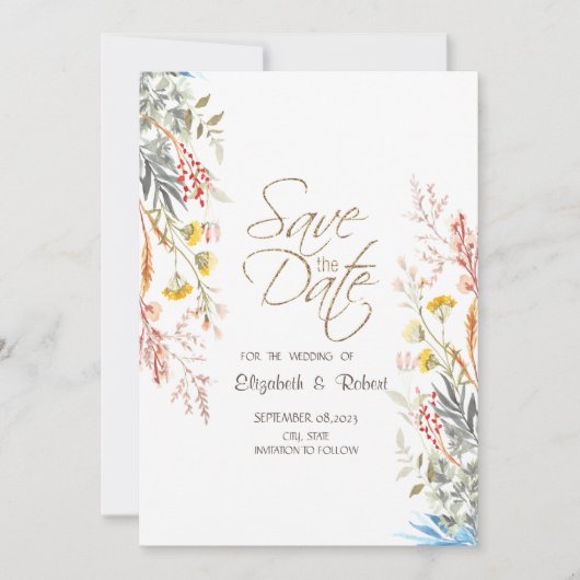 Spring Wildflower Meadow Dried Save the Date (Voorkant)