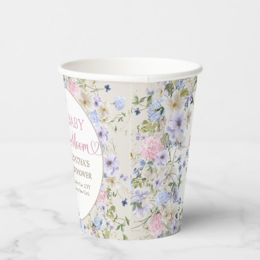 Spring Wildflower Meadow Garden Baby shower Papieren Bekers (Rechts)