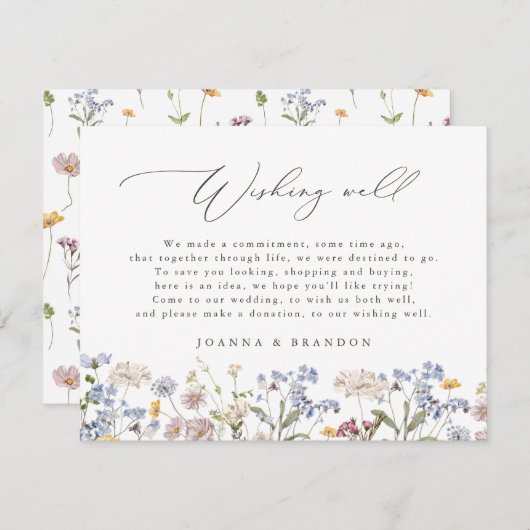 Spring Wildflower Meadow Garden Boho Wishing Well Informatiekaartje (Voorkant / Achterkant)