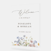 Spring Wildflower Meadow Garden Bruiloft Welkom Acryl Bord (Hoek)