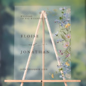 Spring Wildflower Meadow Garden Bruiloft Welkom Acryl Bord (Neutraal)