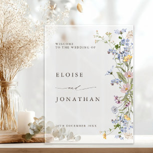 Spring Wildflower Meadow Garden Bruiloft Welkom Acryl Bord
