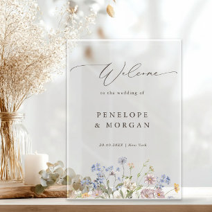 Spring Wildflower Meadow Garden Bruiloft Welkom Acryl Bord