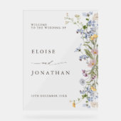 Spring Wildflower Meadow Garden Bruiloft Welkom Acryl Bord (Voorkant)