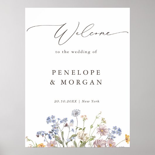 Spring Wildflower Meadow Garden Bruiloft Welkom F Poster (Voorkant)