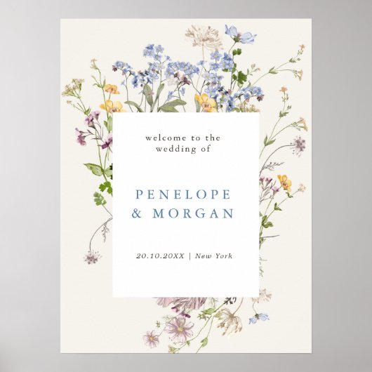 Spring Wildflower Meadow Garden Bruiloft Welkom Poster (Voorkant)