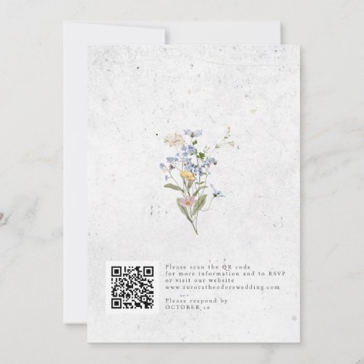Spring Wildflower Meadow Garden QR Code Bruiloft Kaart (Achterkant)