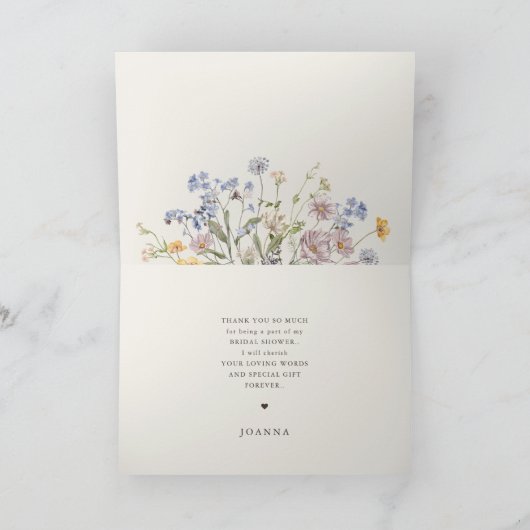 Spring Wildflower Meadow Garden Vrijgezellenfeest Bedankkaart (Binnen)