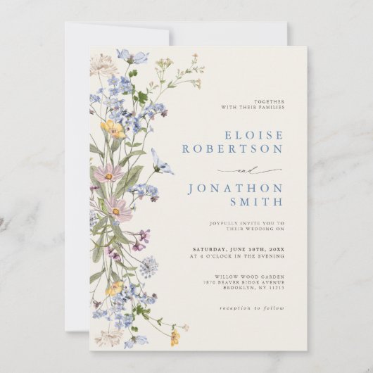 Spring Wildflower Meadow Garden Wedding Kaart (Voorkant)