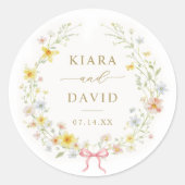 Spring Wildflower Meadow Garden Wedding Ronde Sticker (Voorkant)