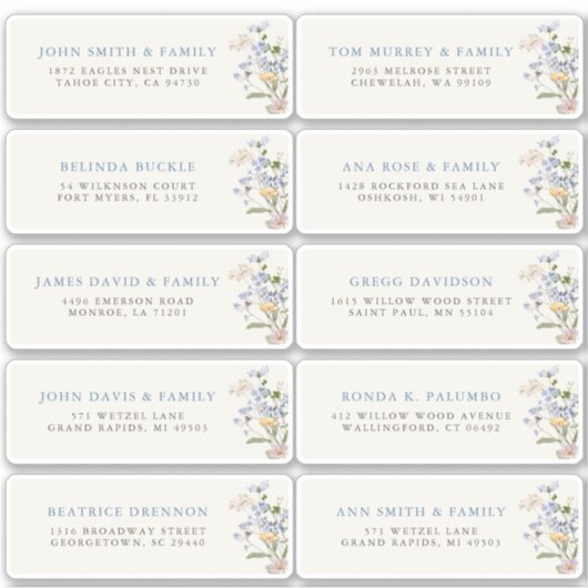  Spring Wildflower Meadow Gast Naam Adres Sticker (Voorkant)