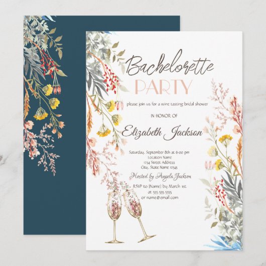 Spring Wildflower Meadow Gedroogde Bachelorette Kaart (Voorkant / Achterkant)