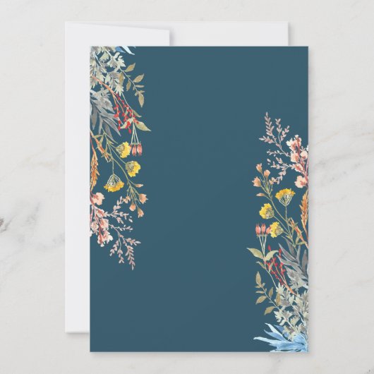 Spring Wildflower Meadow Gedroogde Elopement Kaart (Achterkant)