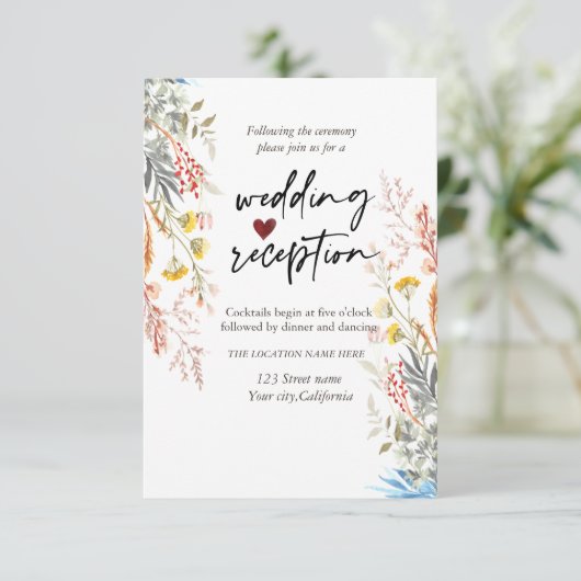 Spring Wildflower Meadow Gedroogde ontvangst Kaart (Staand voorkant)